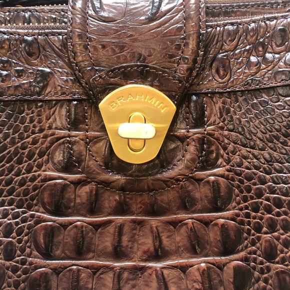Brahmin Melbourne Mojito Brown Croc Crossbody Bag - Picture 2 of 9